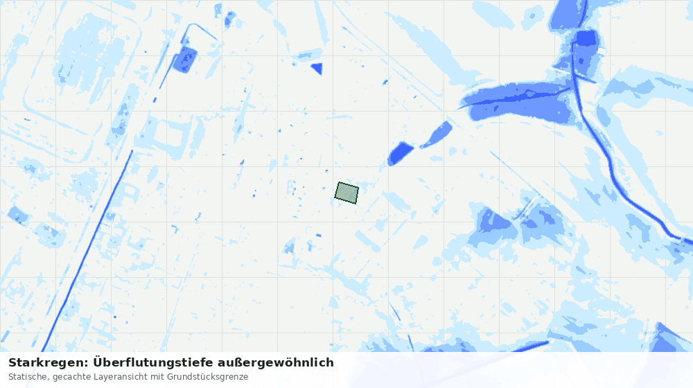 Statische Kartenansicht: Starkregen: Überflutungstiefe außergewöhnlich