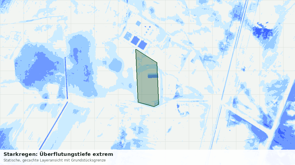 Statische Kartenansicht: Starkregen: Überflutungstiefe extrem