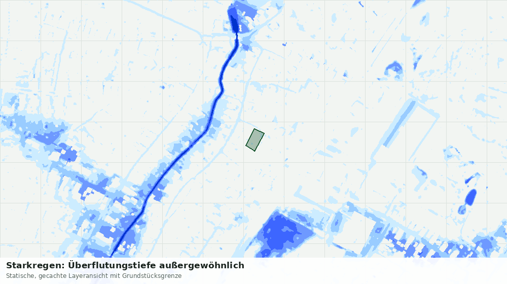 Statische Kartenansicht: Starkregen: Überflutungstiefe außergewöhnlich