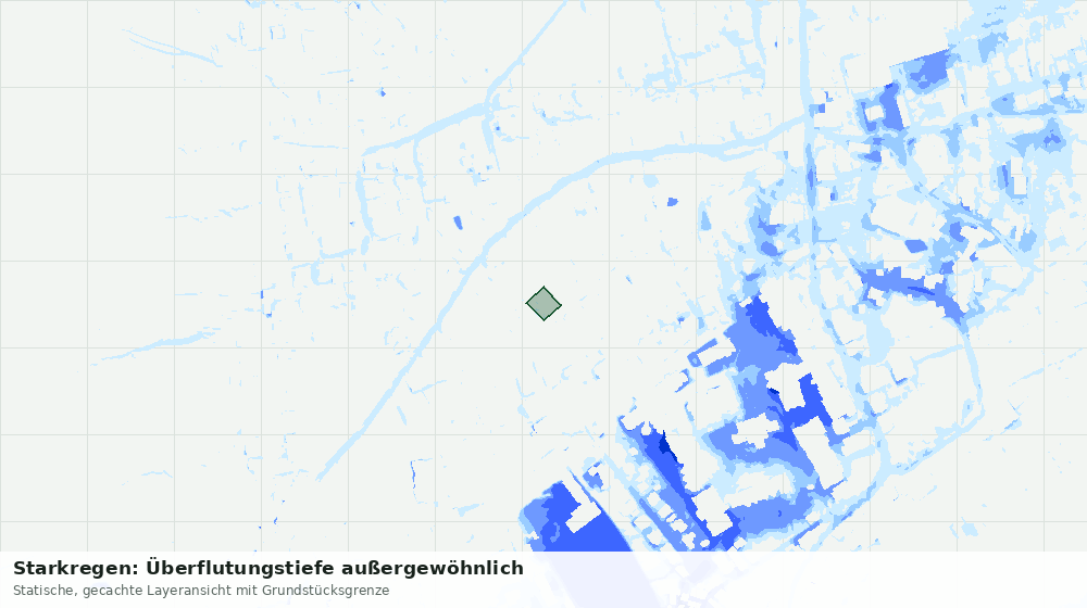 Statische Kartenansicht: Starkregen: Überflutungstiefe außergewöhnlich