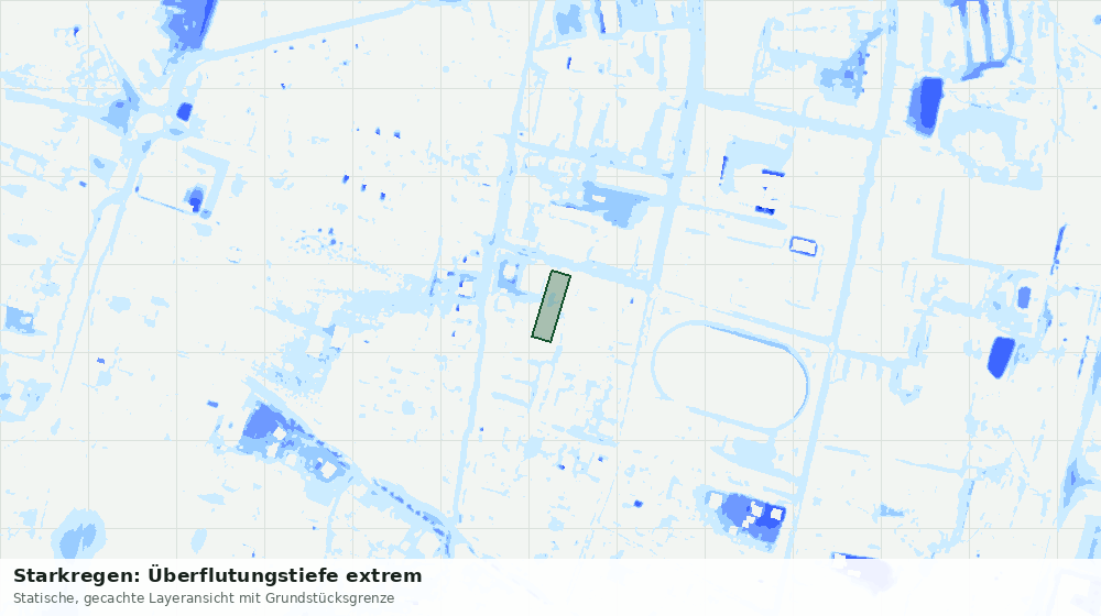 Statische Kartenansicht: Starkregen: Überflutungstiefe extrem
