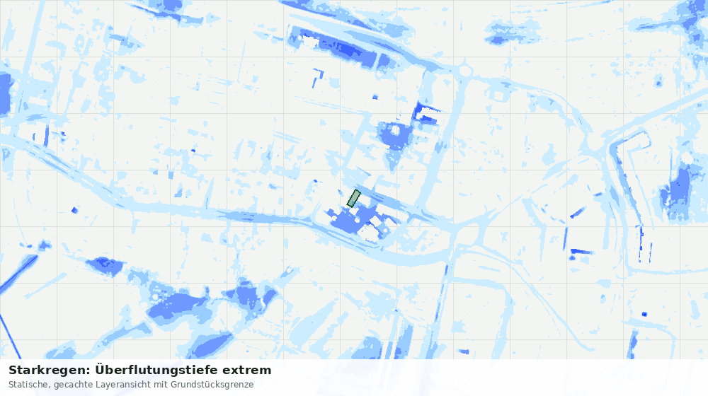 Statische Kartenansicht: Starkregen: Überflutungstiefe extrem
