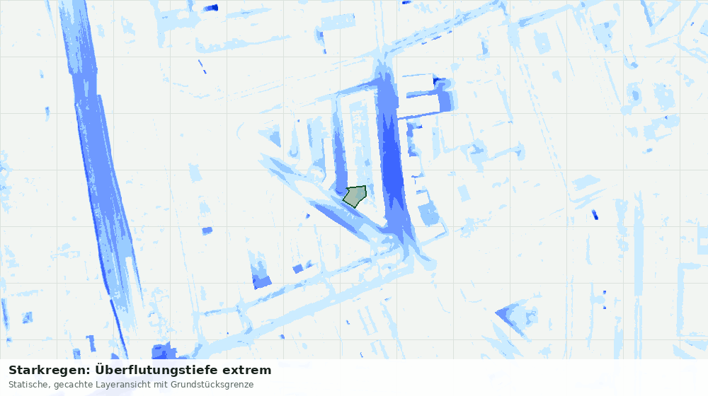 Statische Kartenansicht: Starkregen: Überflutungstiefe extrem