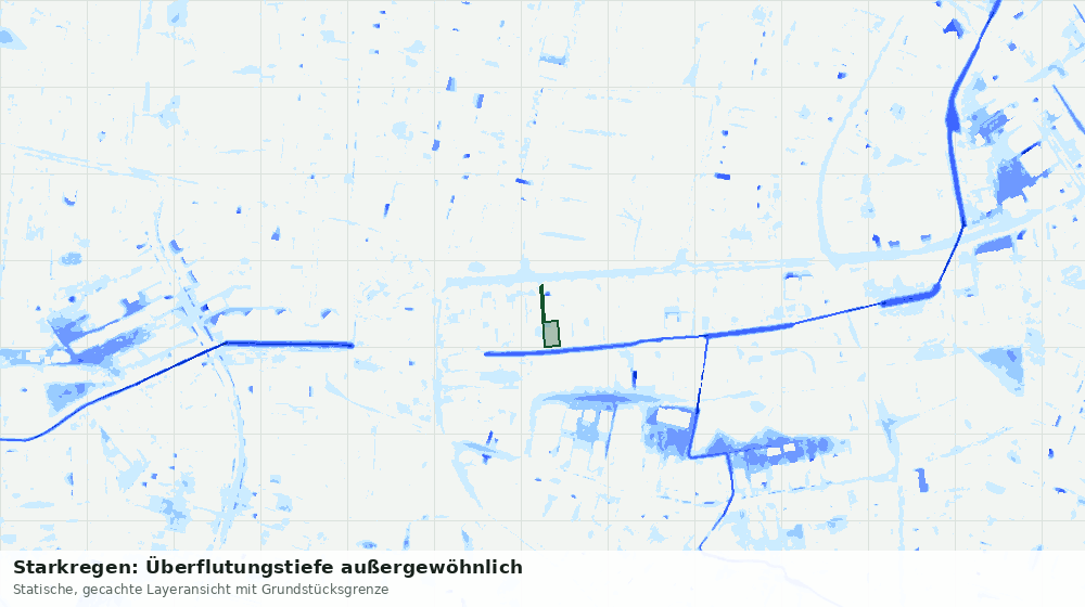 Statische Kartenansicht: Starkregen: Überflutungstiefe außergewöhnlich