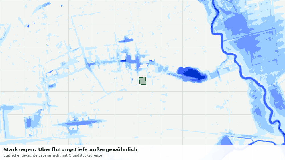 Statische Kartenansicht: Starkregen: Überflutungstiefe außergewöhnlich