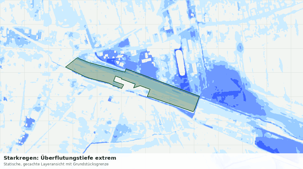 Statische Kartenansicht: Starkregen: Überflutungstiefe extrem