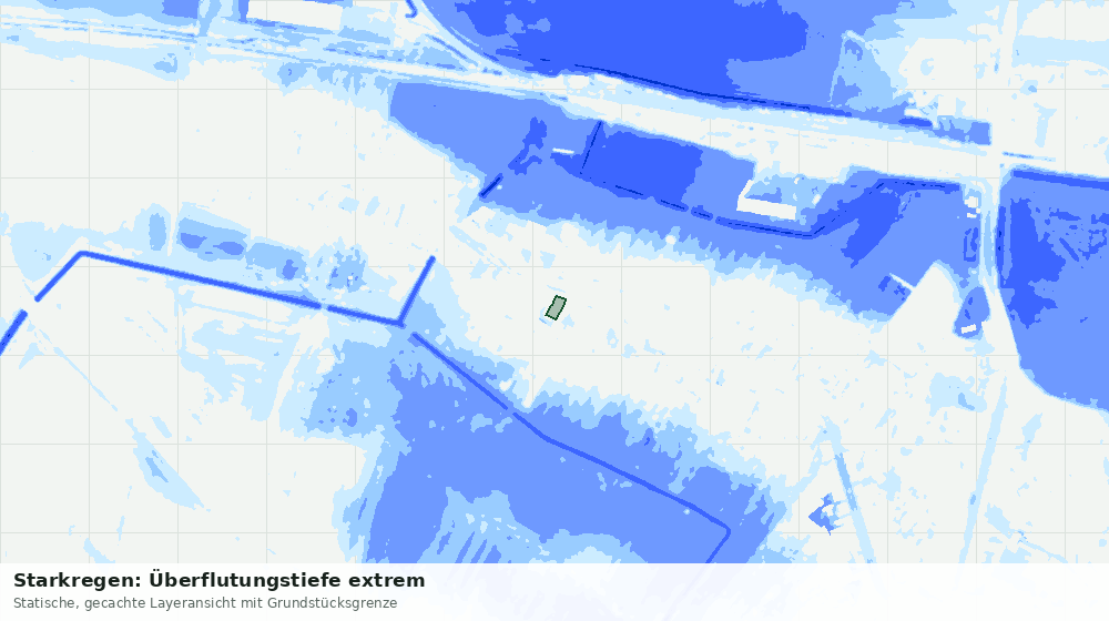 Statische Kartenansicht: Starkregen: Überflutungstiefe extrem