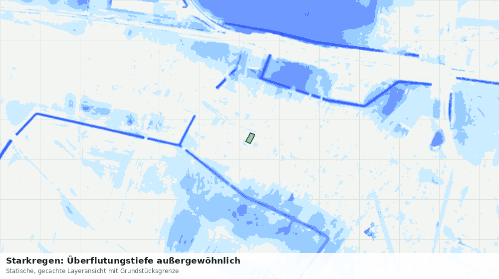 Statische Kartenansicht: Starkregen: Überflutungstiefe außergewöhnlich