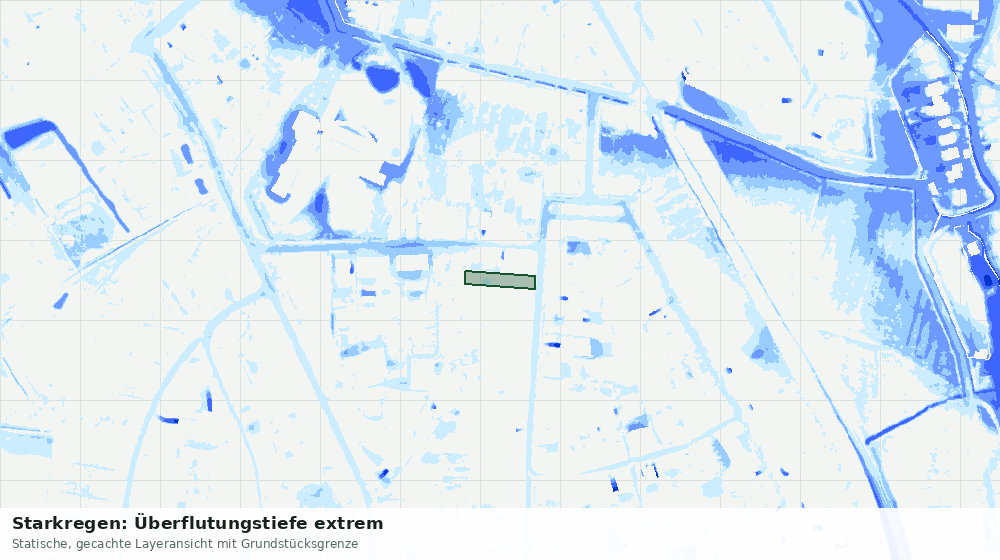 Statische Kartenansicht: Starkregen: Überflutungstiefe extrem