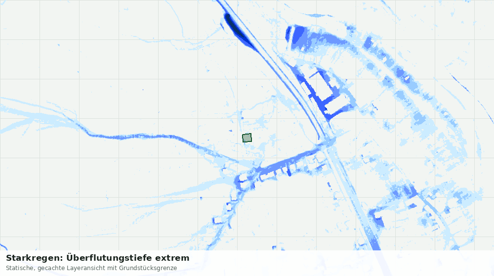 Statische Kartenansicht: Starkregen: Überflutungstiefe extrem