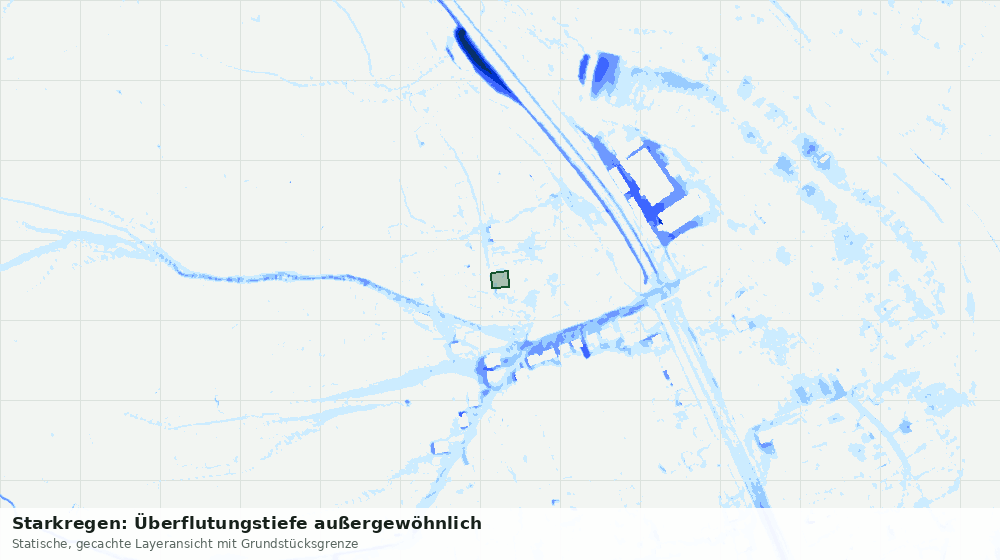 Statische Kartenansicht: Starkregen: Überflutungstiefe außergewöhnlich