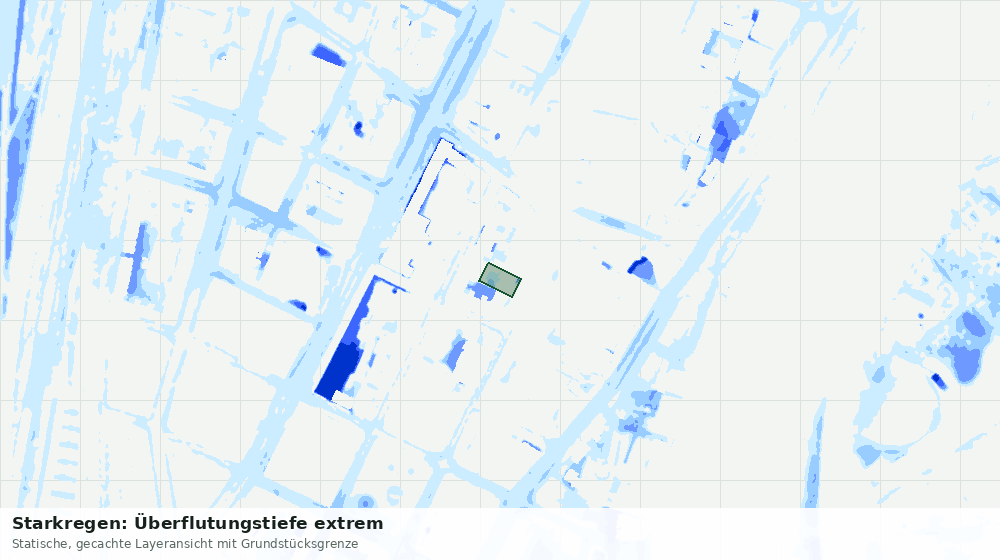 Statische Kartenansicht: Starkregen: Überflutungstiefe extrem
