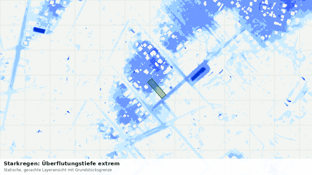 Statische Kartenansicht: Starkregen: Überflutungstiefe extrem