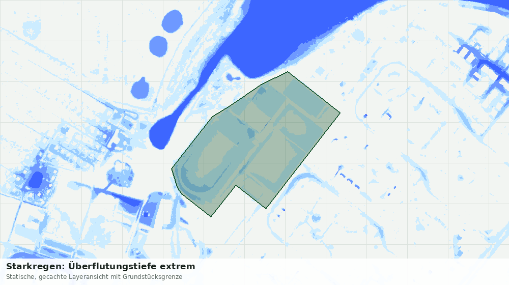 Statische Kartenansicht: Starkregen: Überflutungstiefe extrem