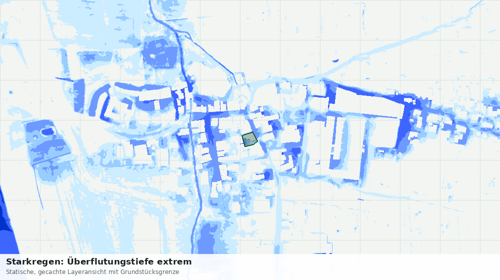 Statische Kartenansicht: Starkregen: Überflutungstiefe extrem