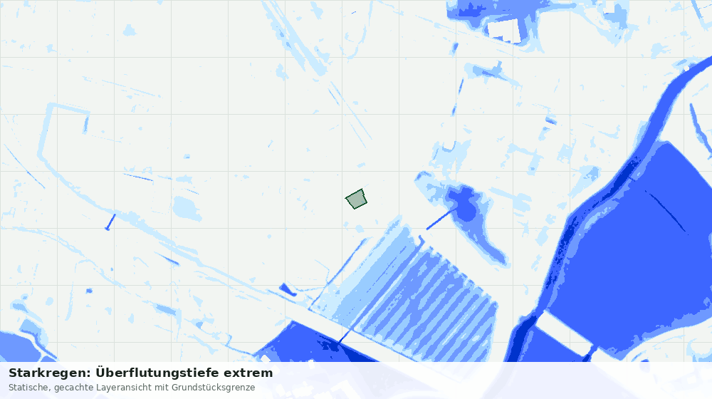 Statische Kartenansicht: Starkregen: Überflutungstiefe extrem