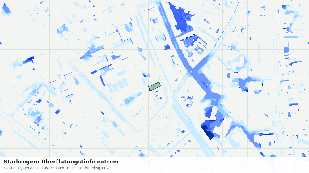Statische Kartenansicht: Starkregen: Überflutungstiefe extrem