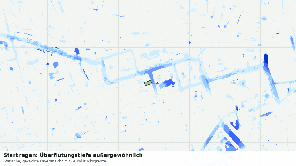 Statische Kartenansicht: Starkregen: Überflutungstiefe außergewöhnlich