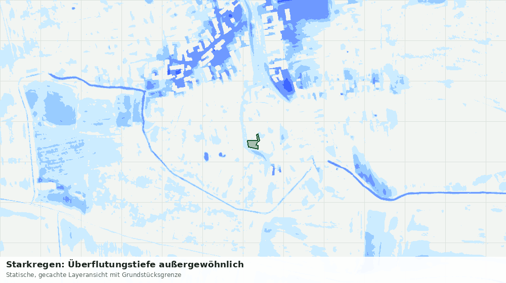 Statische Kartenansicht: Starkregen: Überflutungstiefe außergewöhnlich
