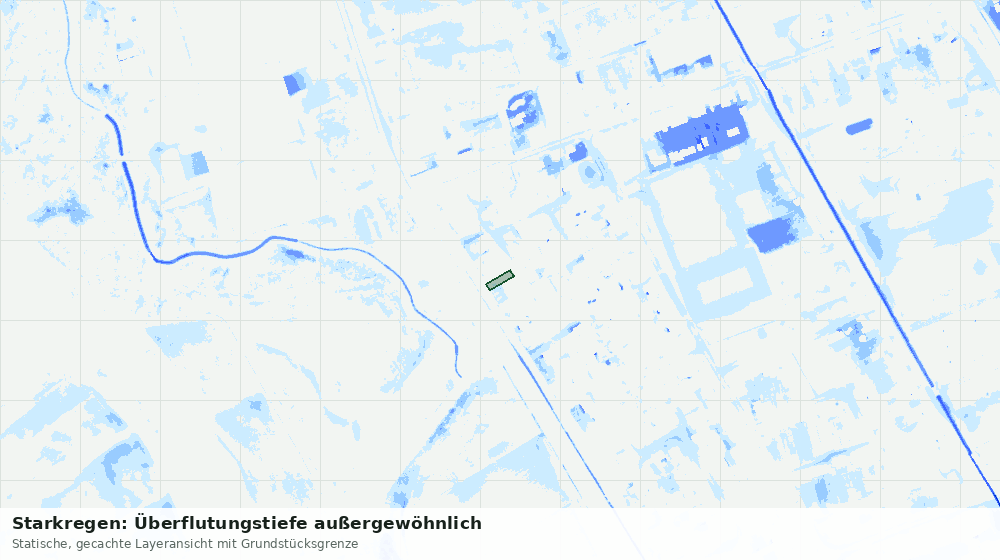 Statische Kartenansicht: Starkregen: Überflutungstiefe außergewöhnlich