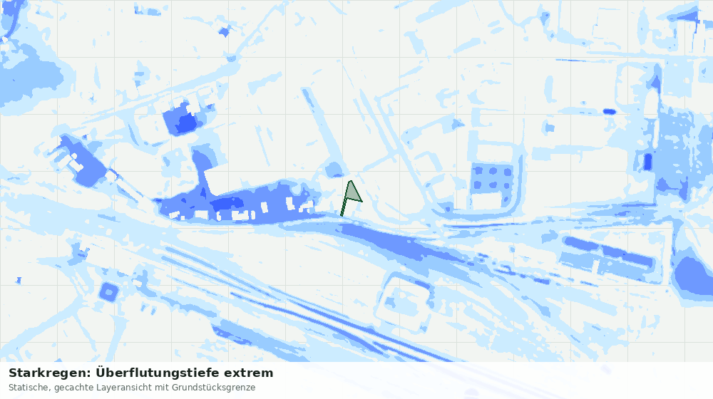 Statische Kartenansicht: Starkregen: Überflutungstiefe extrem