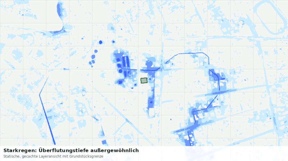 Statische Kartenansicht: Starkregen: Überflutungstiefe außergewöhnlich