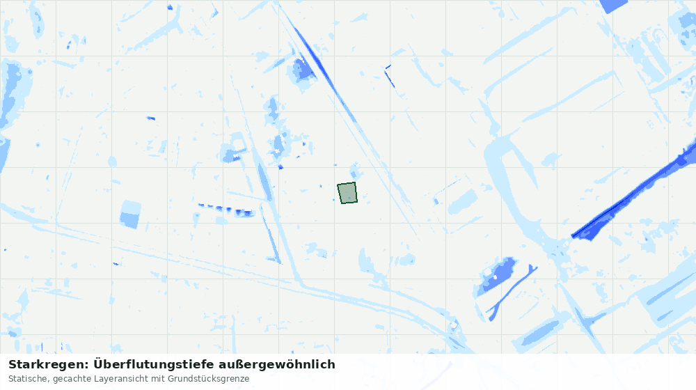 Statische Kartenansicht: Starkregen: Überflutungstiefe außergewöhnlich