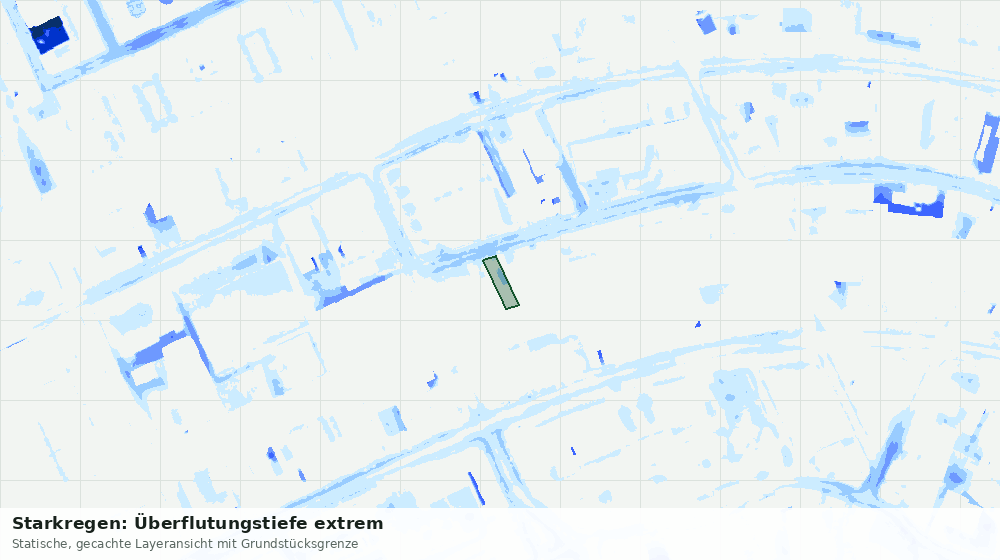 Statische Kartenansicht: Starkregen: Überflutungstiefe extrem
