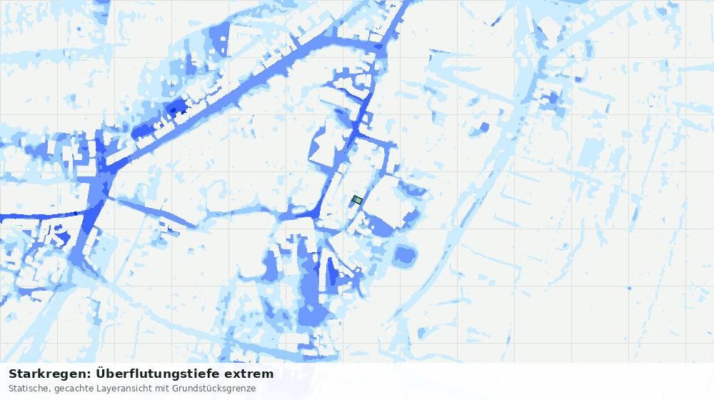 Statische Kartenansicht: Starkregen: Überflutungstiefe extrem