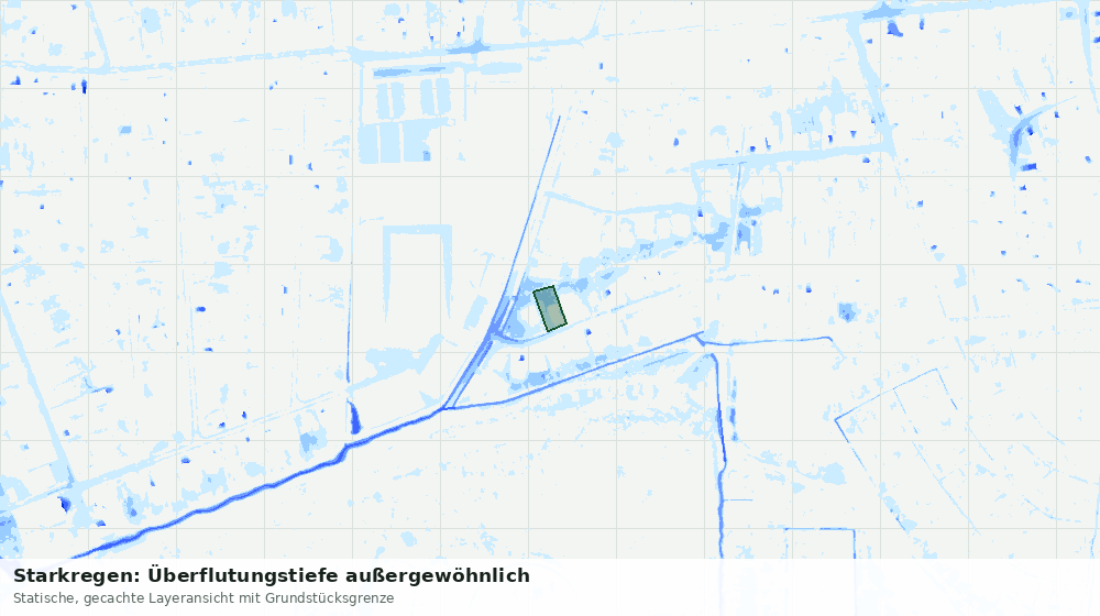 Statische Kartenansicht: Starkregen: Überflutungstiefe außergewöhnlich