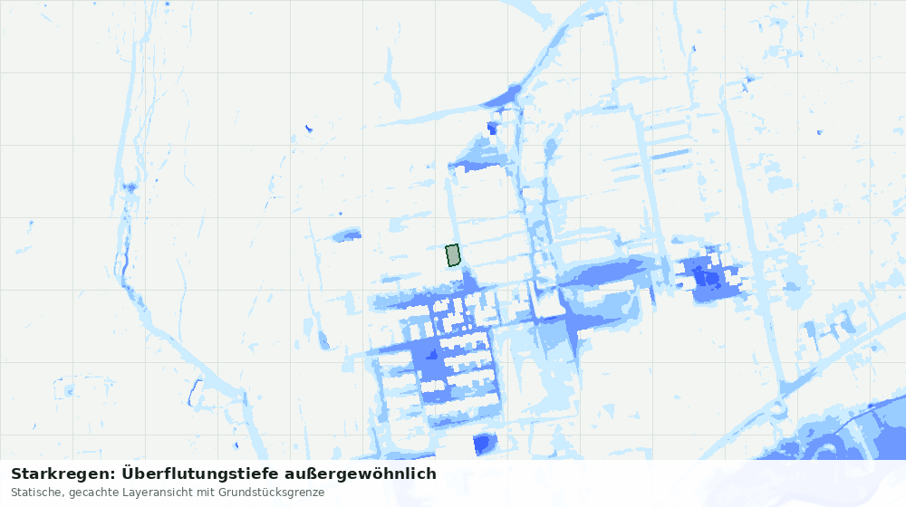 Statische Kartenansicht: Starkregen: Überflutungstiefe außergewöhnlich