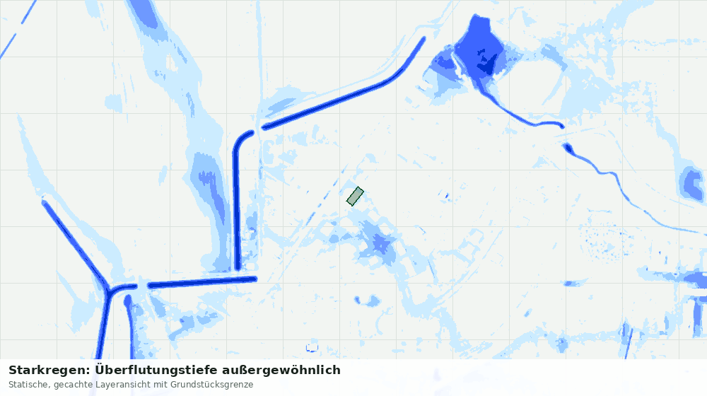 Statische Kartenansicht: Starkregen: Überflutungstiefe außergewöhnlich