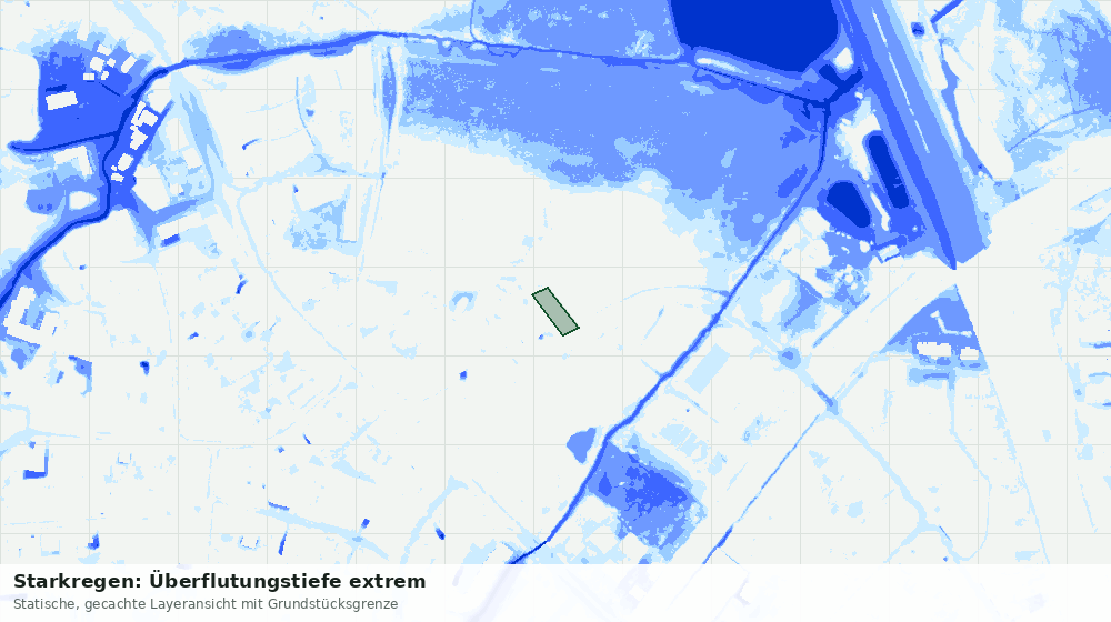 Statische Kartenansicht: Starkregen: Überflutungstiefe extrem