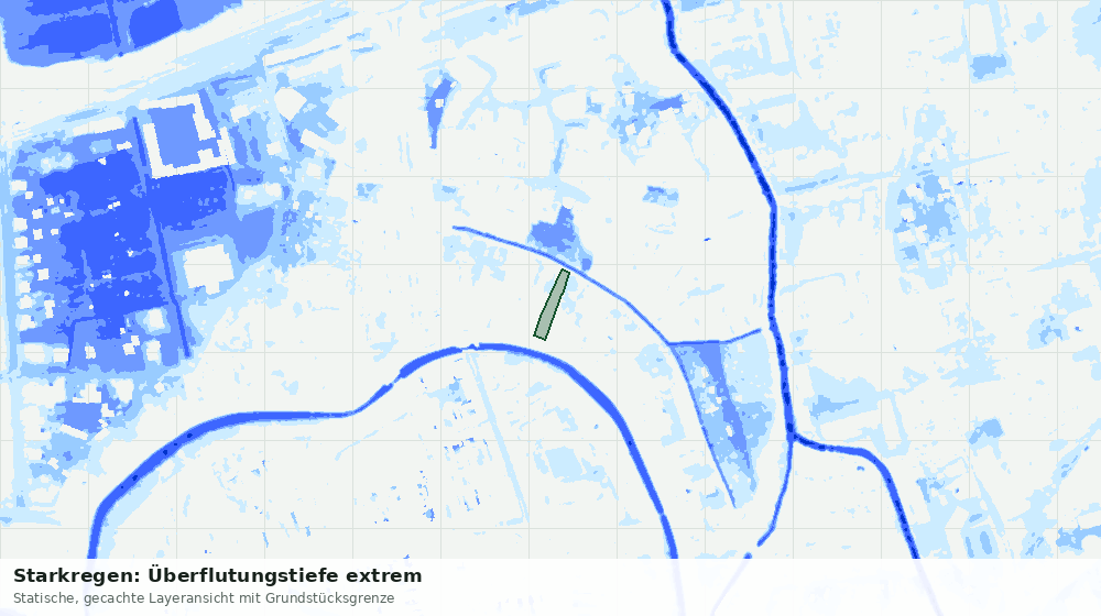 Statische Kartenansicht: Starkregen: Überflutungstiefe extrem