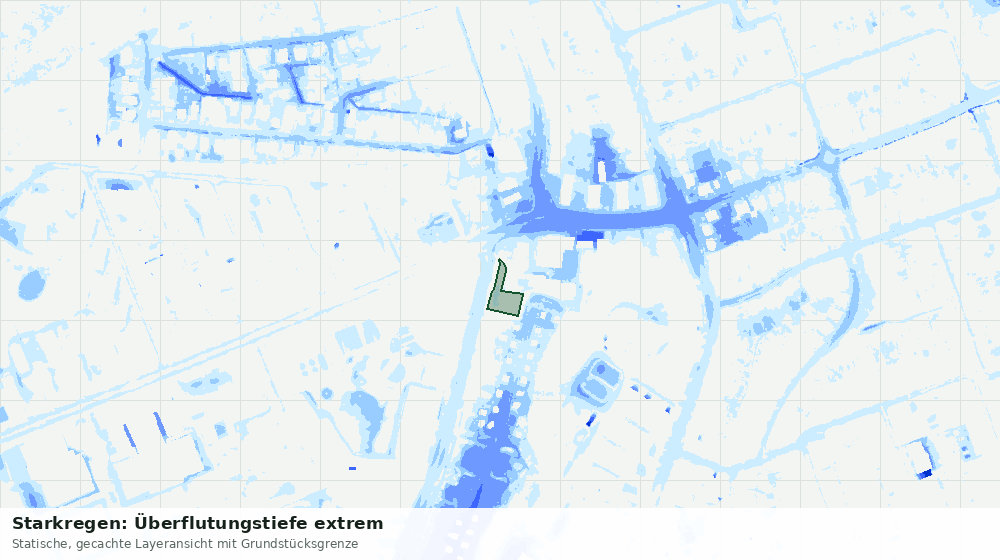 Statische Kartenansicht: Starkregen: Überflutungstiefe extrem