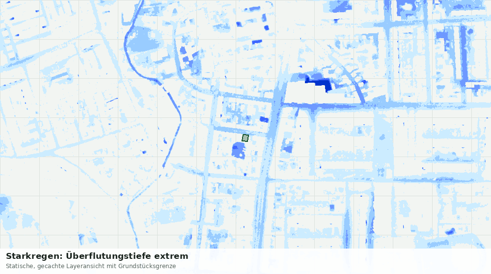 Statische Kartenansicht: Starkregen: Überflutungstiefe extrem