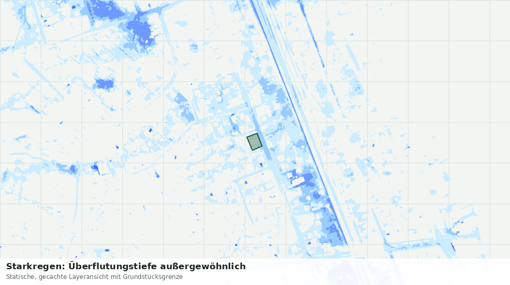 Statische Kartenansicht: Starkregen: Überflutungstiefe außergewöhnlich