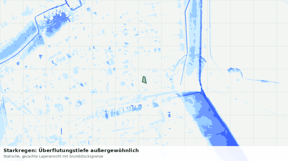 Statische Kartenansicht: Starkregen: Überflutungstiefe außergewöhnlich