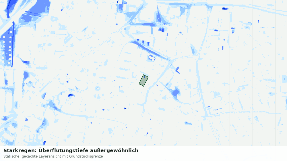 Statische Kartenansicht: Starkregen: Überflutungstiefe außergewöhnlich