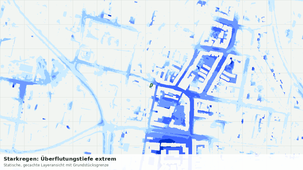 Statische Kartenansicht: Starkregen: Überflutungstiefe extrem
