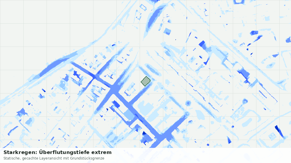 Statische Kartenansicht: Starkregen: Überflutungstiefe extrem