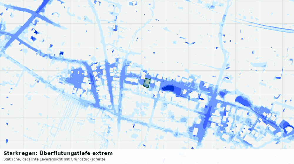 Statische Kartenansicht: Starkregen: Überflutungstiefe extrem