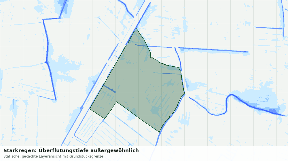 Statische Kartenansicht: Starkregen: Überflutungstiefe außergewöhnlich