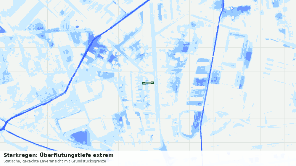 Statische Kartenansicht: Starkregen: Überflutungstiefe extrem