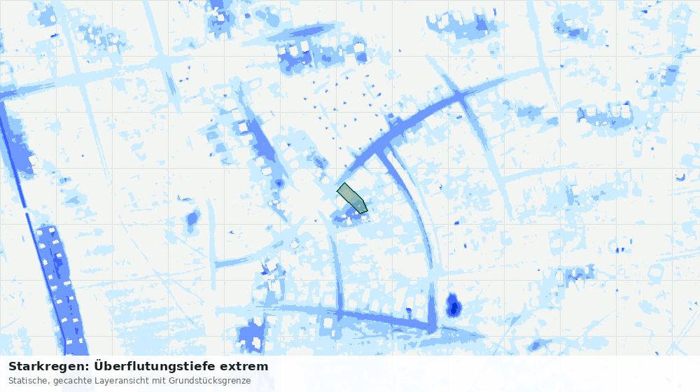 Statische Kartenansicht: Starkregen: Überflutungstiefe extrem