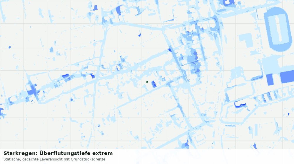 Statische Kartenansicht: Starkregen: Überflutungstiefe extrem