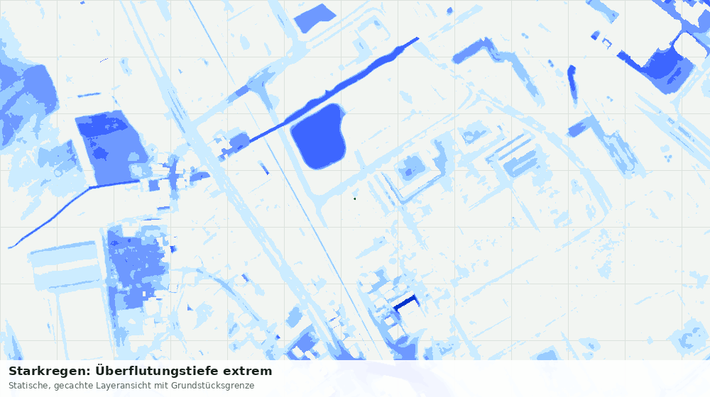 Statische Kartenansicht: Starkregen: Überflutungstiefe extrem