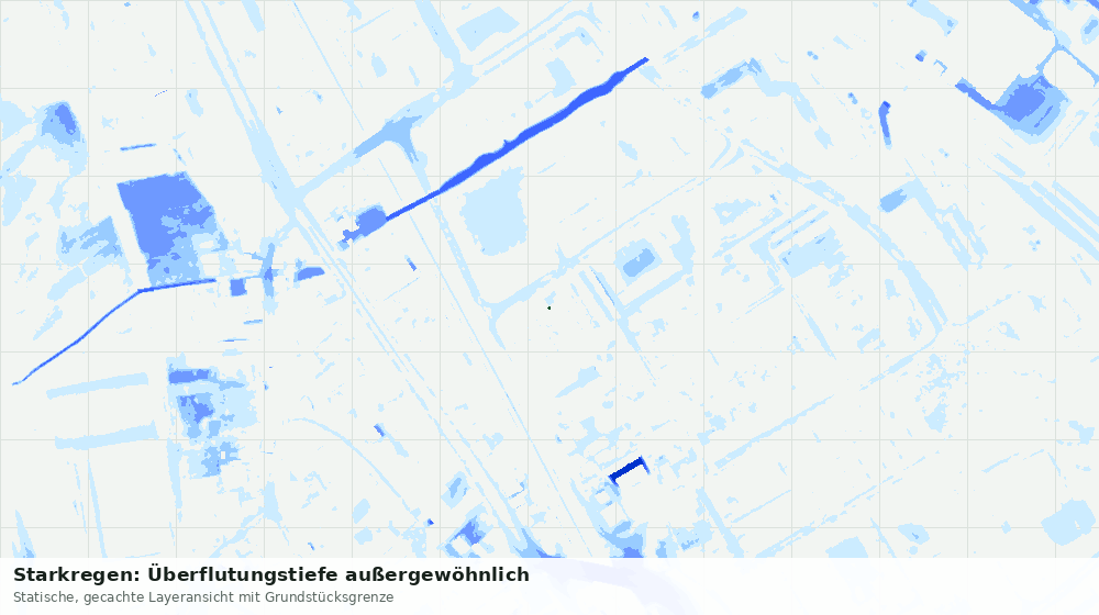 Statische Kartenansicht: Starkregen: Überflutungstiefe außergewöhnlich