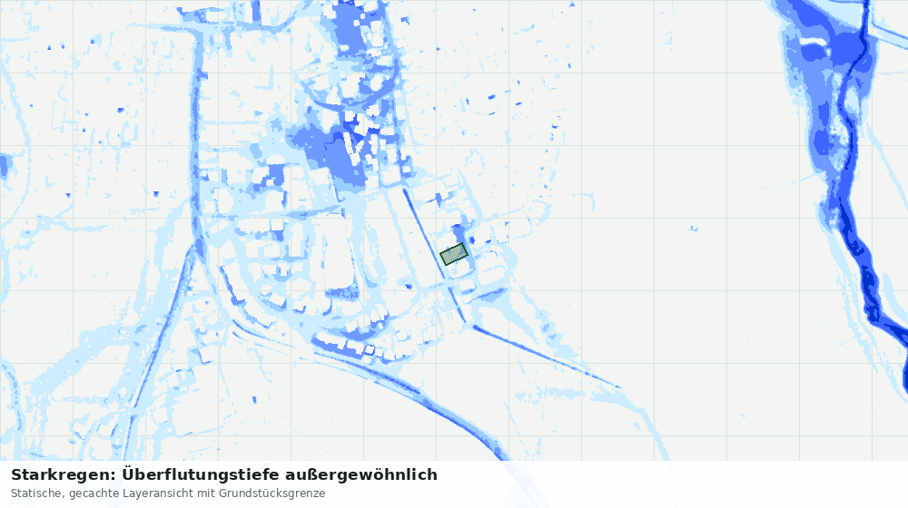 Statische Kartenansicht: Starkregen: Überflutungstiefe außergewöhnlich