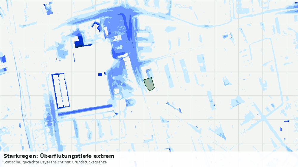 Statische Kartenansicht: Starkregen: Überflutungstiefe extrem